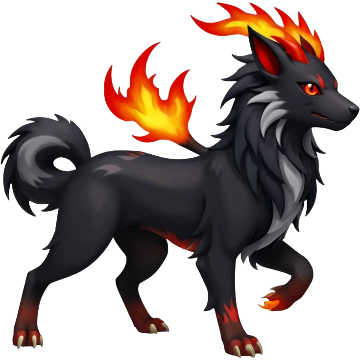 Shiny Exotic Excessive Mysterious Houndoom-Mightyena-Pokémon-Fakémon-hybrid-creature (full body) emoji