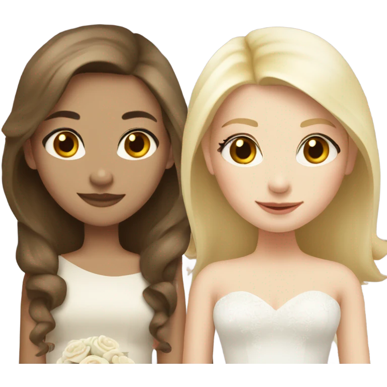 pale girl with brown hair marrying blonde girl emoji