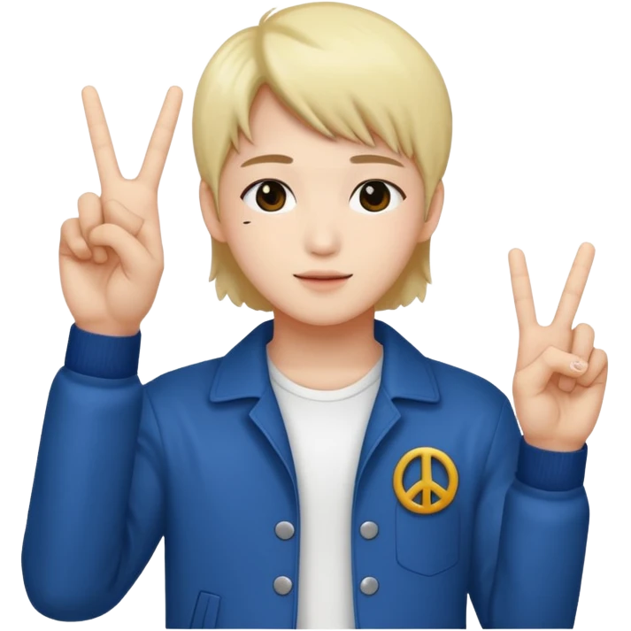 K-pop idol holding the peace sign emoji