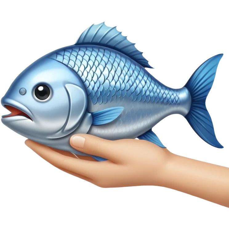Hand holding a fish  emoji