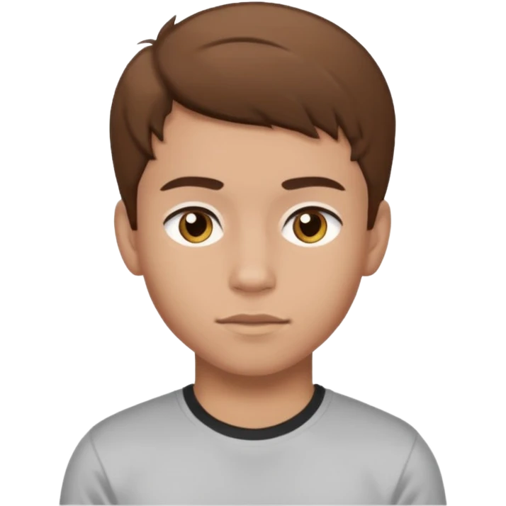 teenager guy hot brown hair, abbs, brown eyes, cute emoji