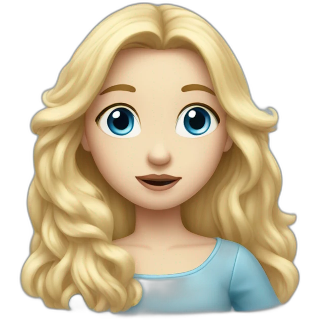 Blond long haired girl with big blue eyes blowing a kiss emoji