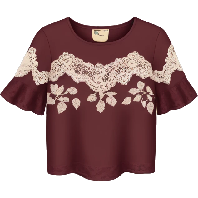 Cute burgundy top with lace  emoji