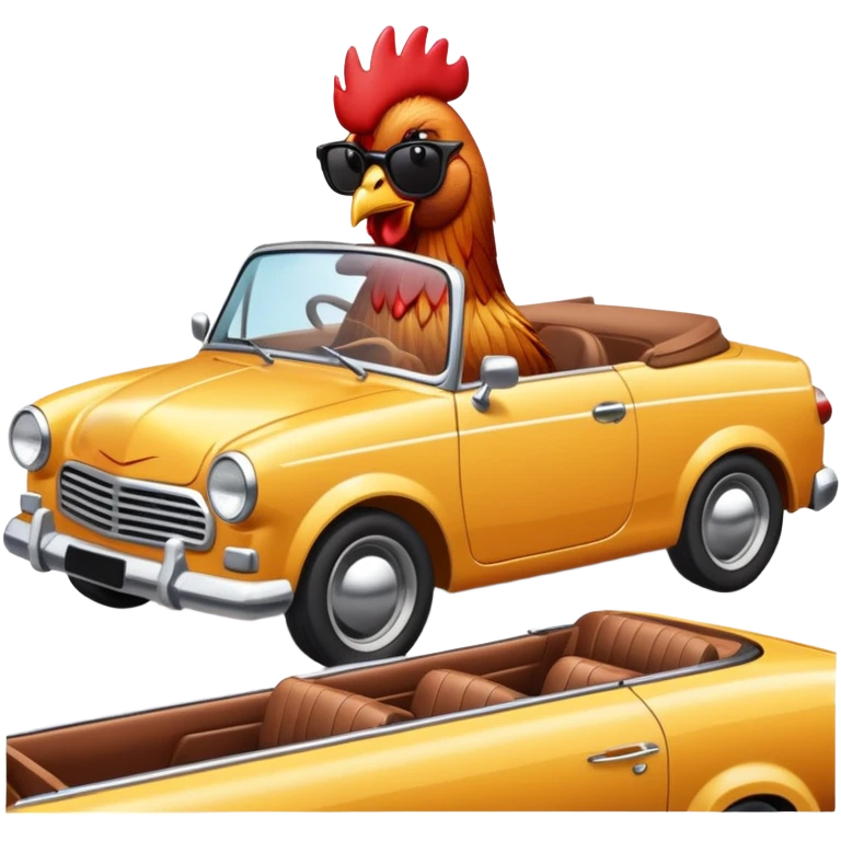 rooster in a convertible car emoji