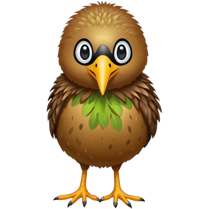 Kiwi bird on two feet longer beak qnd more round emoji