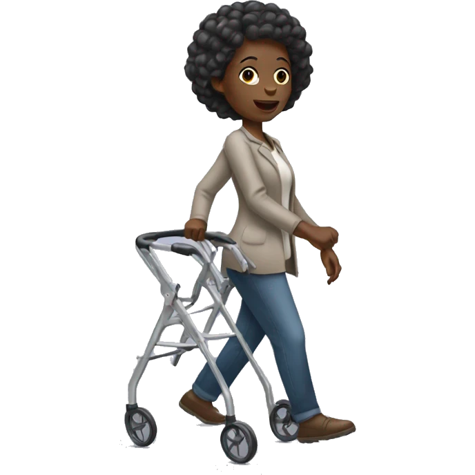 black woman using walker emoji