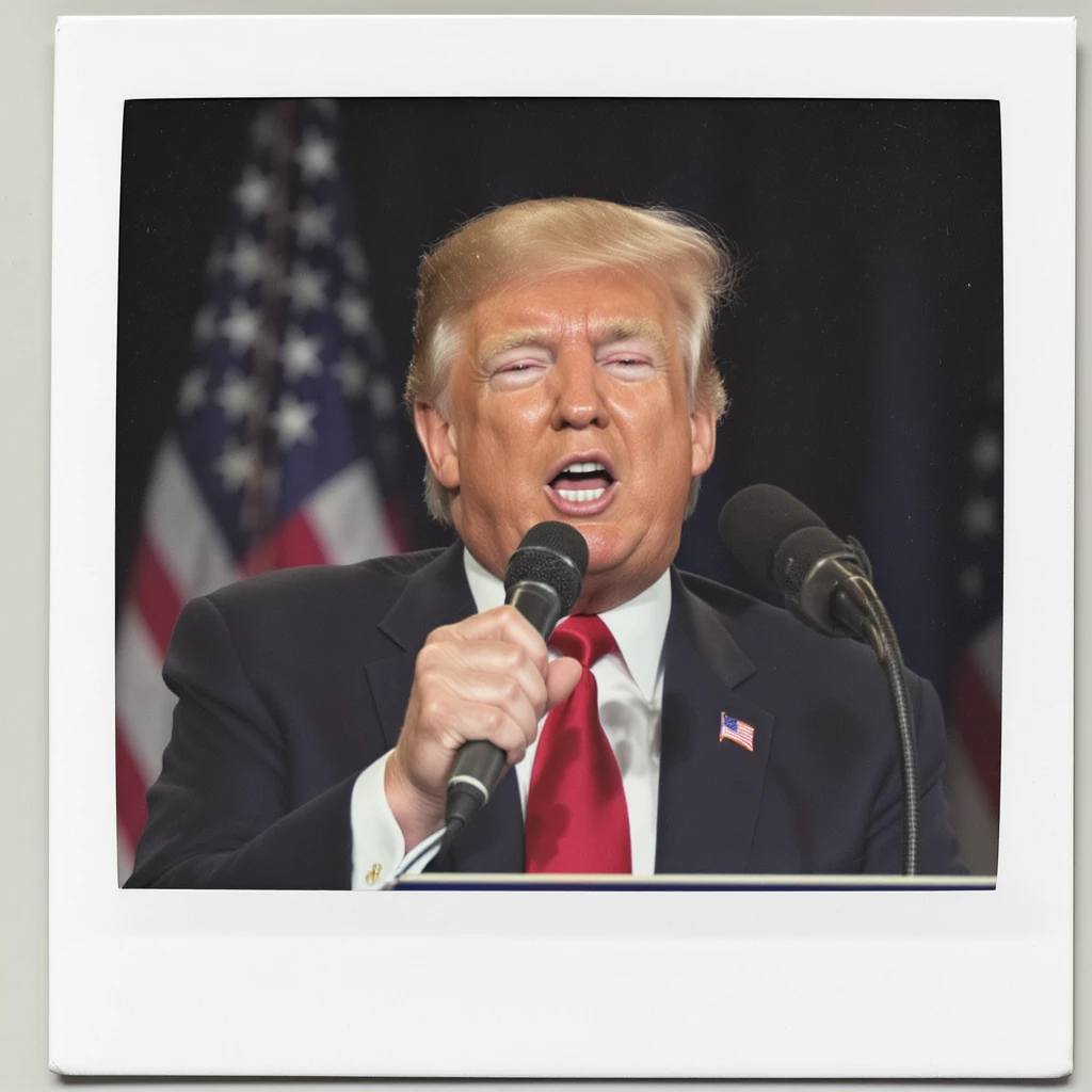 Donald Trump speaking at a rally emoji