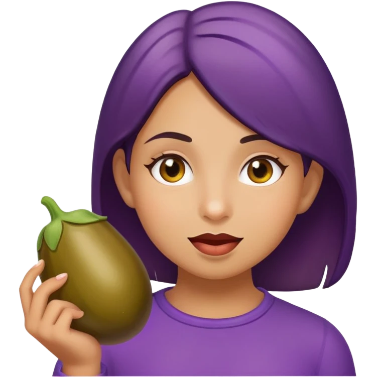 Girl eating eggplant emoji