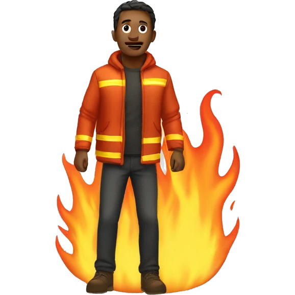 man standing in fire emoji