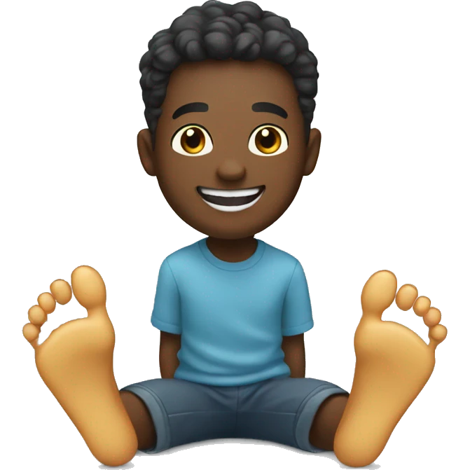 smiling and showing feet emoji