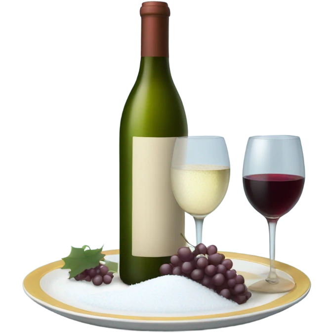 Wine bottle and plate of snow emoji