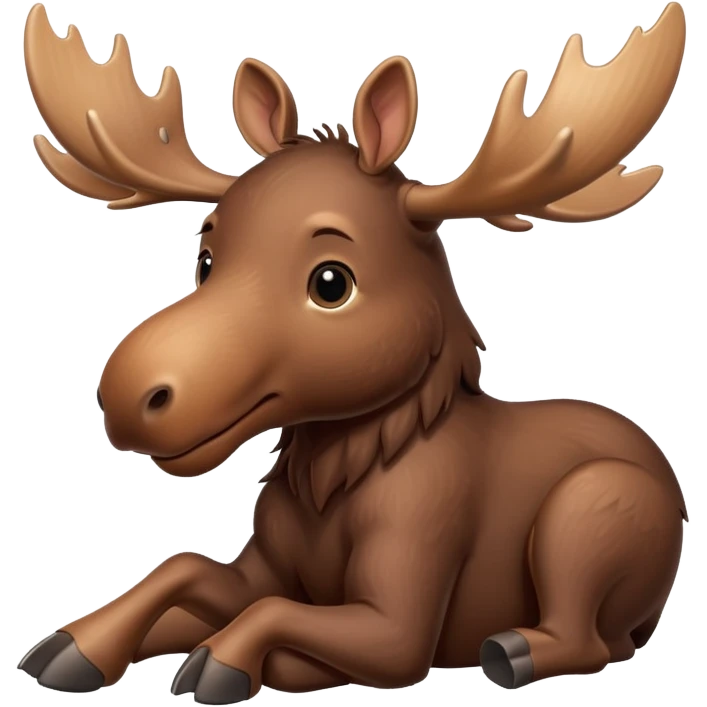 A high-resolution digital illustration of a baby moose in a clean, semi-realistic style. The baby moose is shown facing sideways head tilted  emoji
