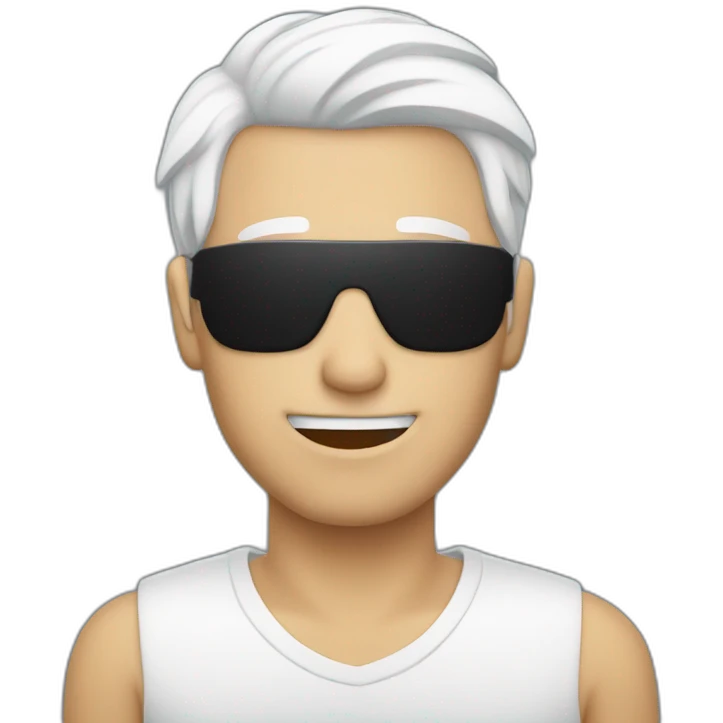 Guy with white hair with a blind fold emoji