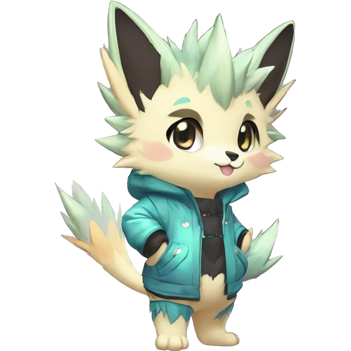 Anthro Scalie Spiky Cool Edgy Magical Shiny Colorful Pastel Sparkle Kemono-style Chibi Fantasy-Animal-Fakémon-Pokémon-Hybrid Fur Sona Aesthetic Full Body emoji