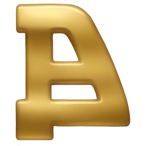 The word "FRONT" in all-caps, bold, blocky text at a 45-degree angle. The text is a dark gold hue with a lighter, shinier gold outline. emoji