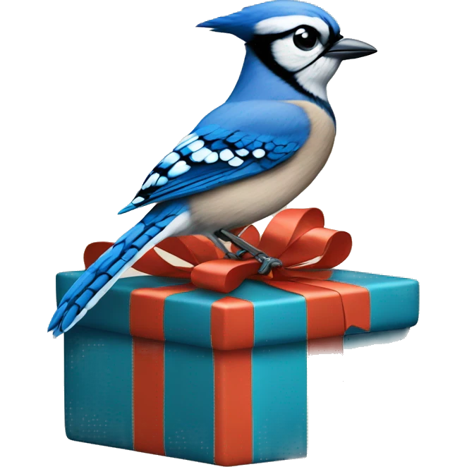 Blue Jay on a Present emoji