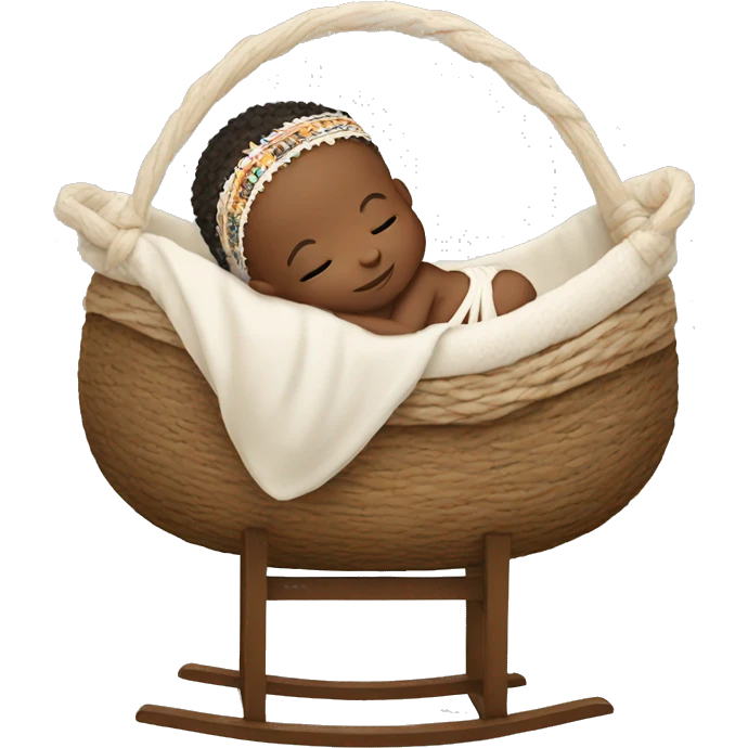 white newborn in boho cradle emoji