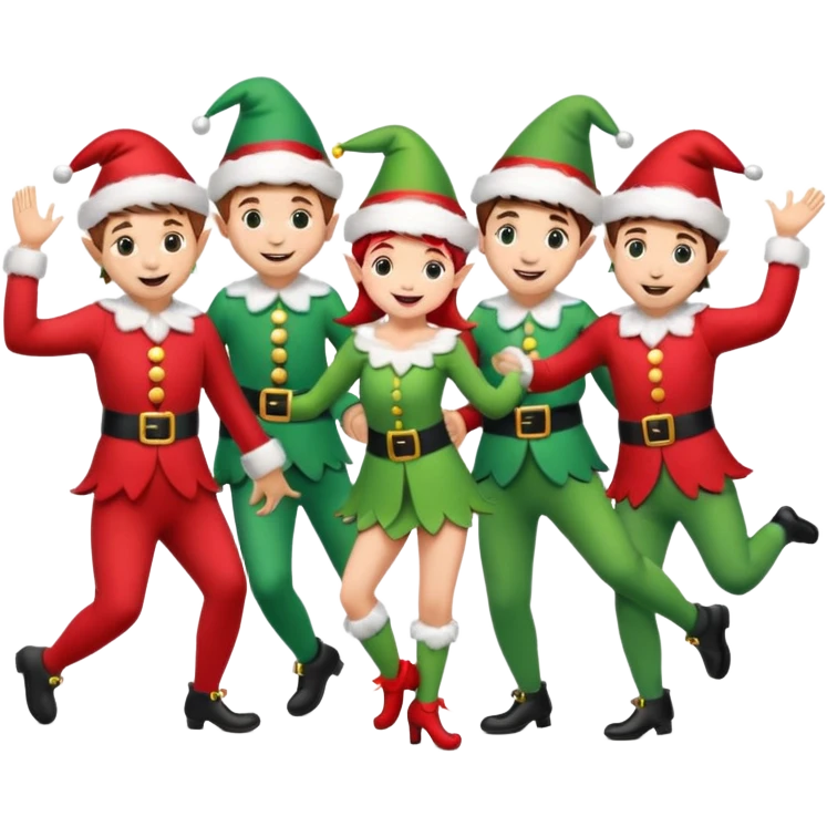 multipal dancing male and female Christmas elves  emoji