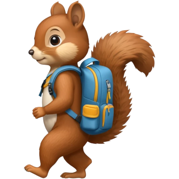 a squirrel walking with a backpack
 emoji