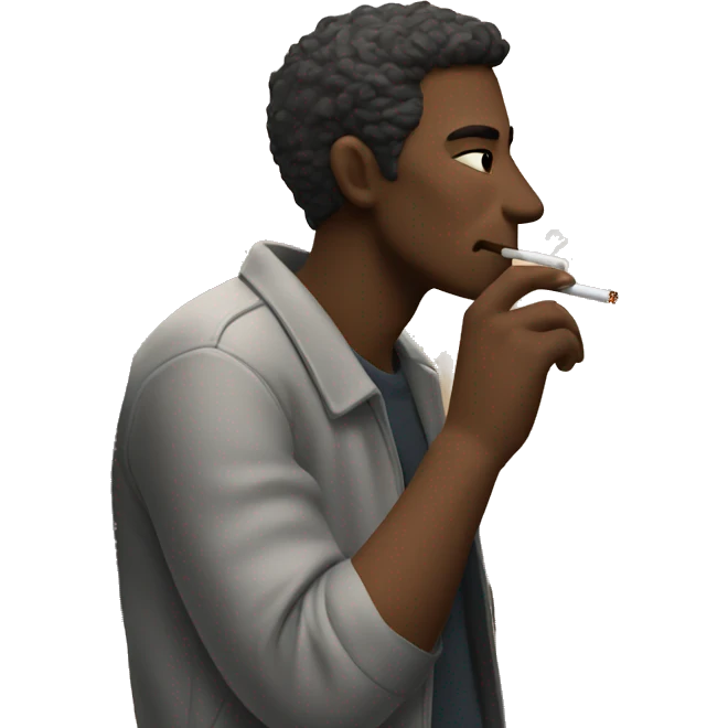 A man leaning against a wall smoking a cigarette in an alley emoji