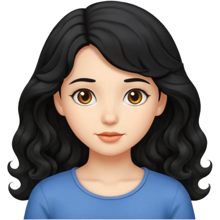 A girl with a little bit of wavy hair and black hair emoji