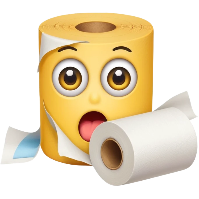 funny emoji with a toilet paper roll and a shocked face emoji