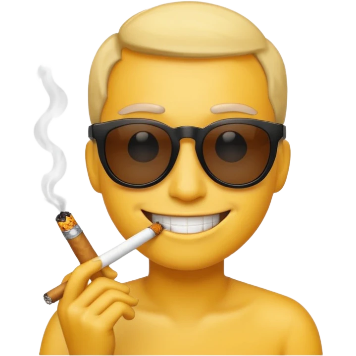 smiling emoji with black pixel sunglasses and a cigarette emoji
