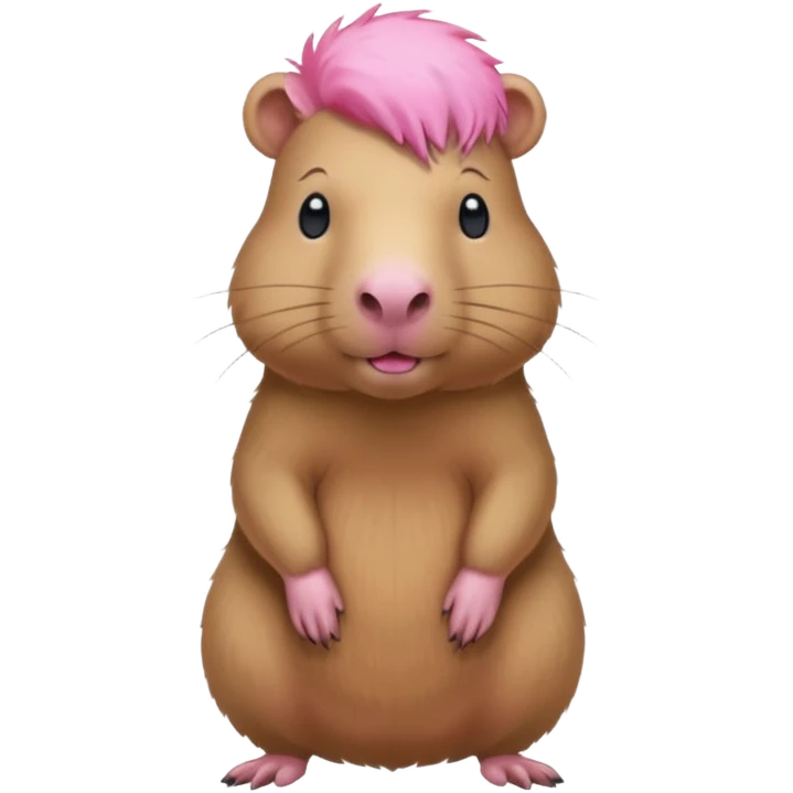 Capybara with pink head hair, standing emoji