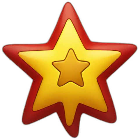 Red star with a yellow icon that depicts a knuckle emoji