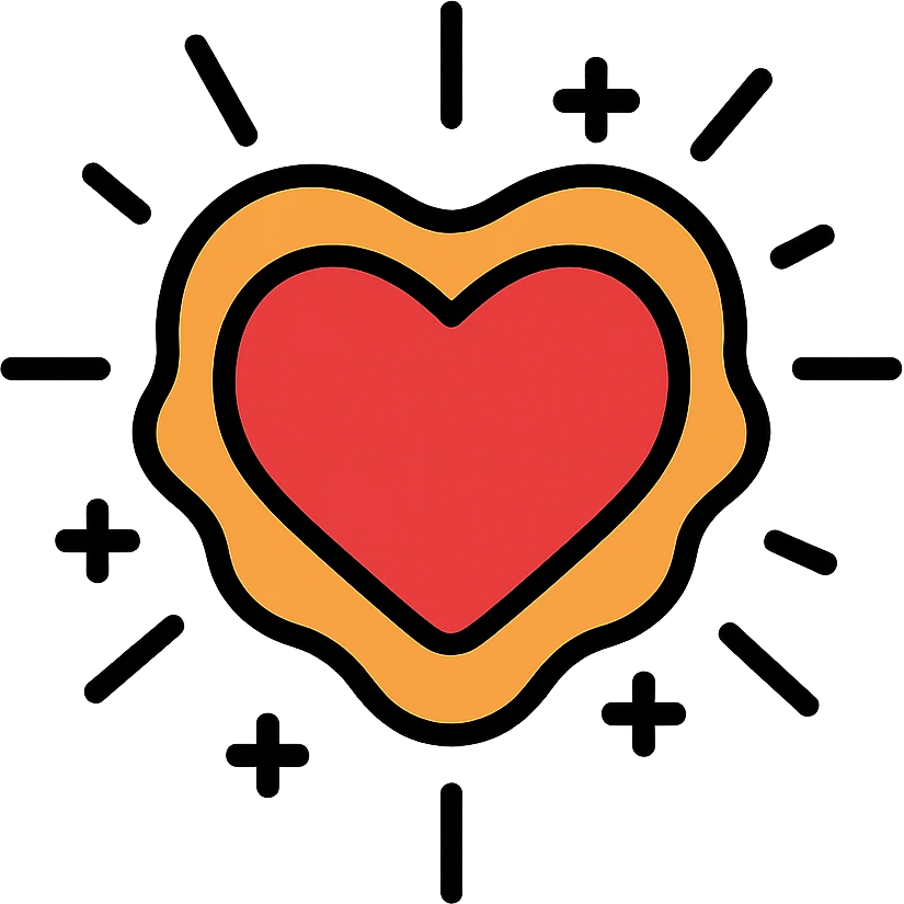 the concept of life, shown as a glowing heart surrounded by energy, modern icon style emoji