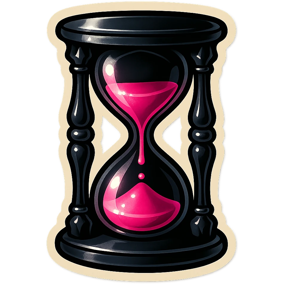 gothic hourglass, black and pink sand emoji