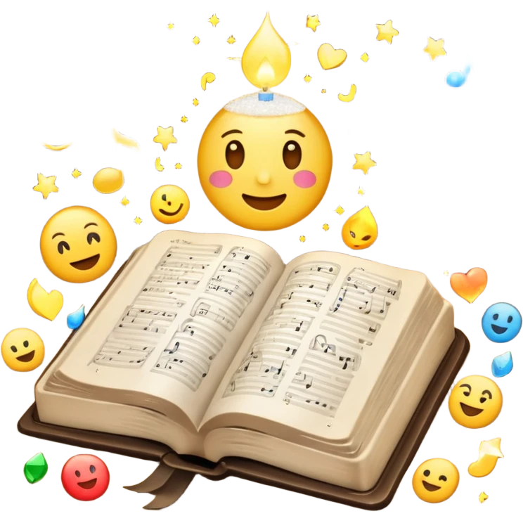 The bible is in the middle and from the left, there are emojis (typical) light(sparkling), salt, music note emoji