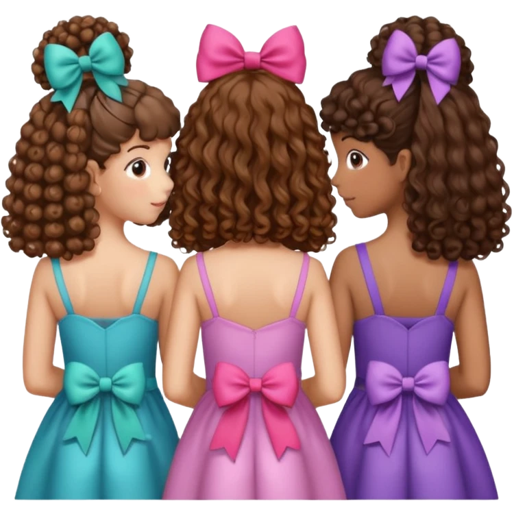 5 besties side by side from behind 2 girls with curly hair and the rest straight hair with bows in their hair emoji