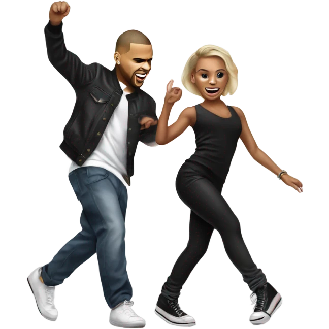 Hyper Realistic Chris Brown  dancing with his backing dancer Taylor emoji