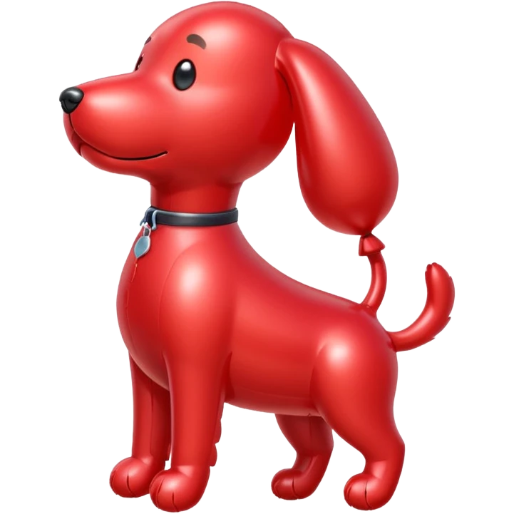 a ballon shaped like a dog red emoji