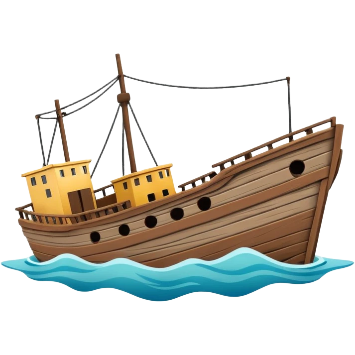 sinking ship  half underwater in figma colours emoji