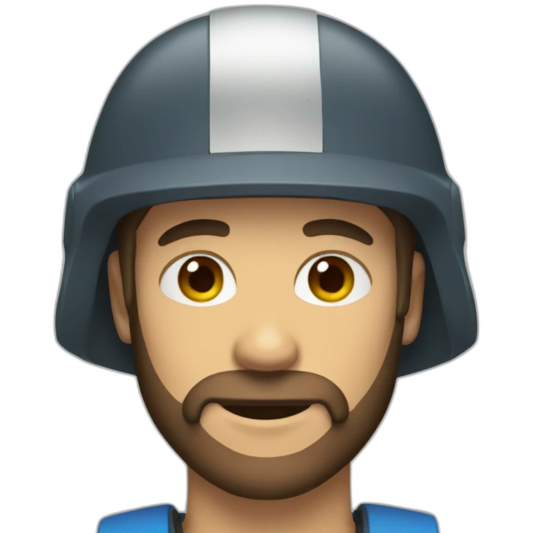 face of a man with a brown beard and a helmet emoji