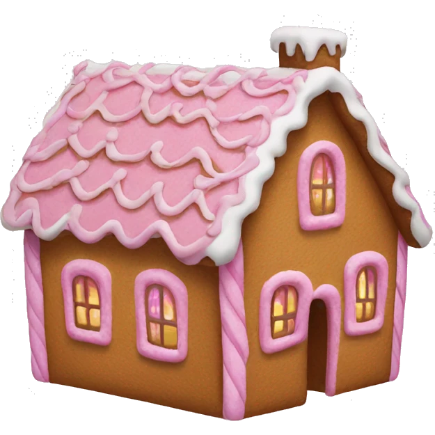 A pink gingerbread house emoji