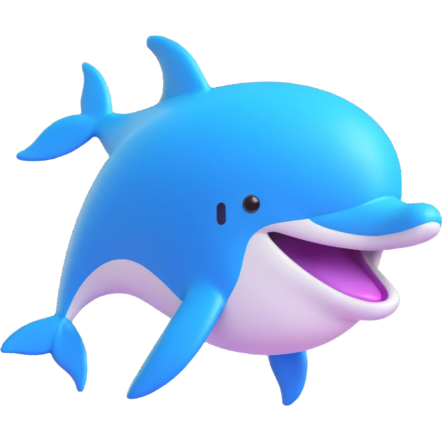 3D emoji of a dolphin mostly submerged, only the fin and part of the head visible emoji