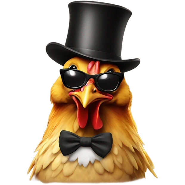 Chicken wearing sunglasses and tophat emoji