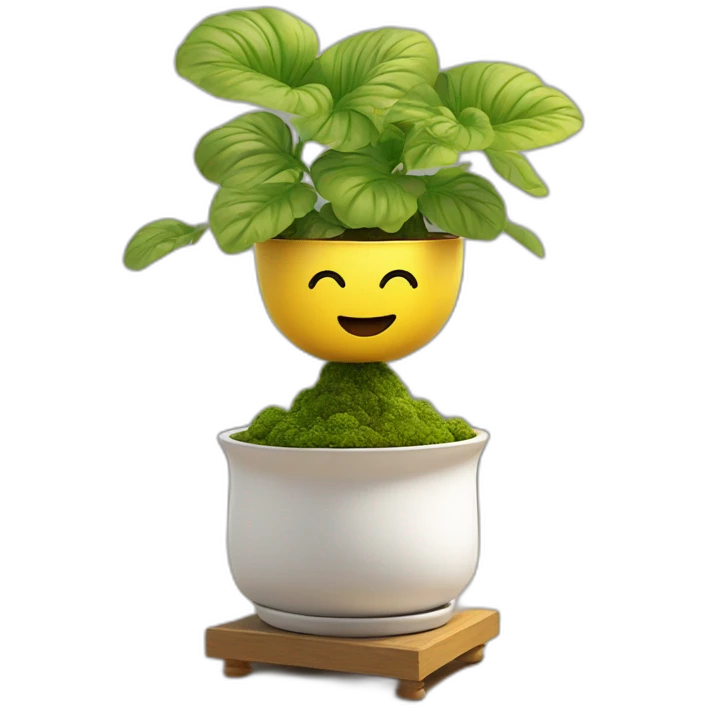 divine plant in a golden flower pot on a stand with four feer emoji