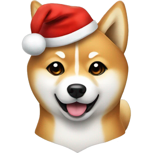 Cute Shiba Inu with christmas hat emoji