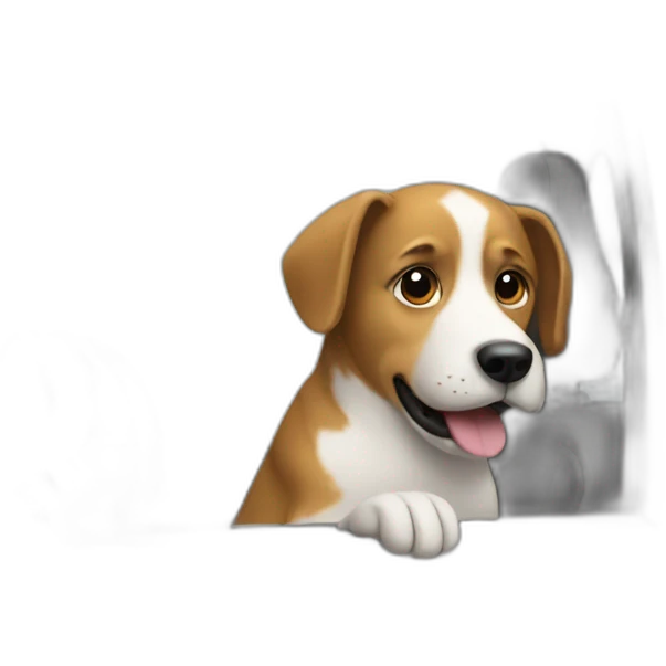 Dog driving the car emoji