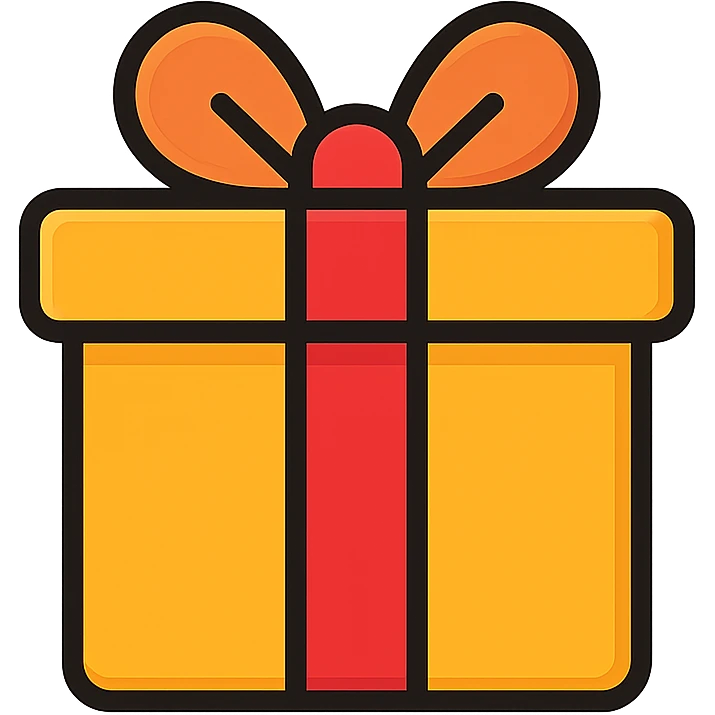gift icon, color outline style, playful, vibrant, with a touch of shading emoji
