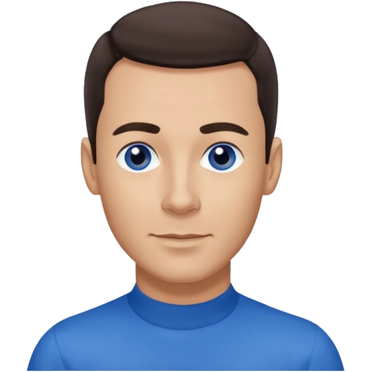 Anthony Wiggle of The Wiggles with light skin, dark brown hair, blue eyes, blue skivvy shirt emoji