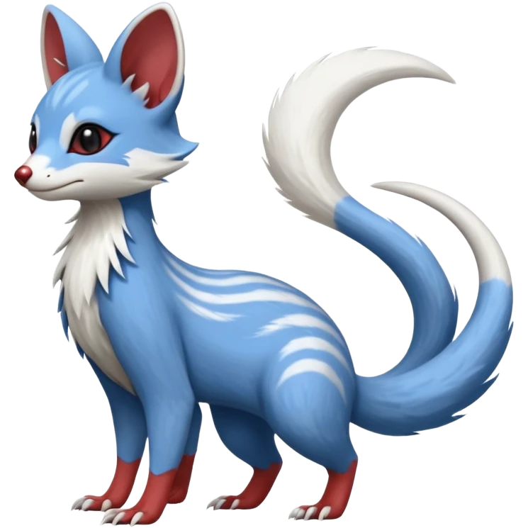 Minccino-Mongoose-Lykoi-Emolga-Pachirisu-Zangoose-fusion-hybrid-animal-Fakémon-creature, full body, thin long sleek scaly tail, intricate markings emoji