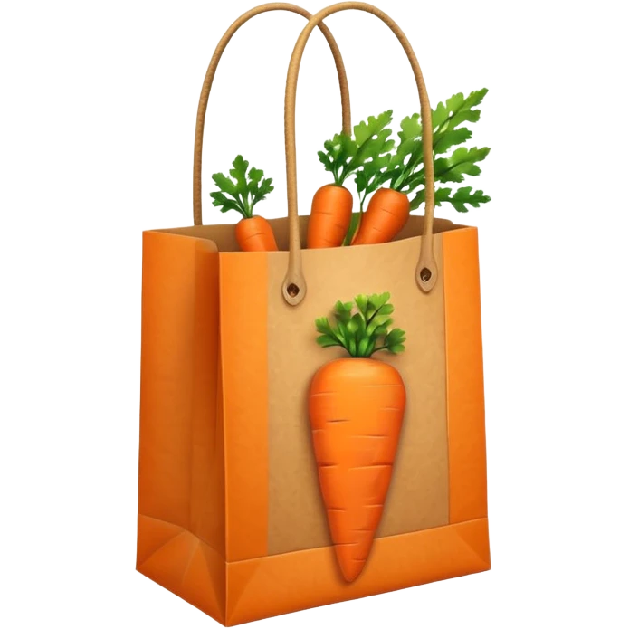 paper shopping bag with carrot inside bag. Transparent background emoji