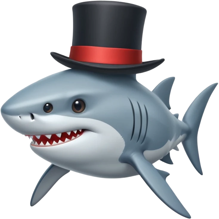 Shark with a top hat emoji
