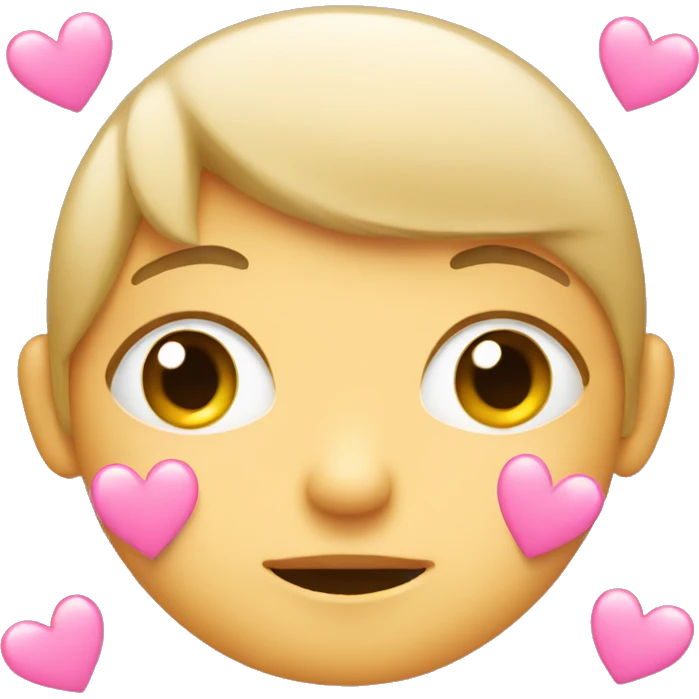 Shy face with pink hearts emoji