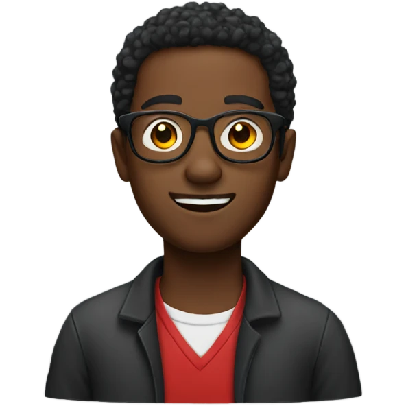 black guy with glasses wearing a red shirt emoji